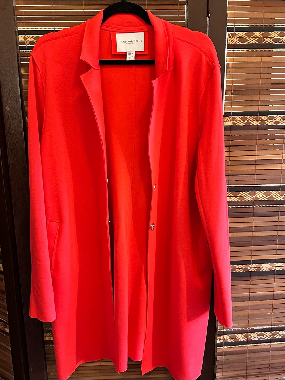 Carolina Belle Scuba Longline Red Blazer Overcoat